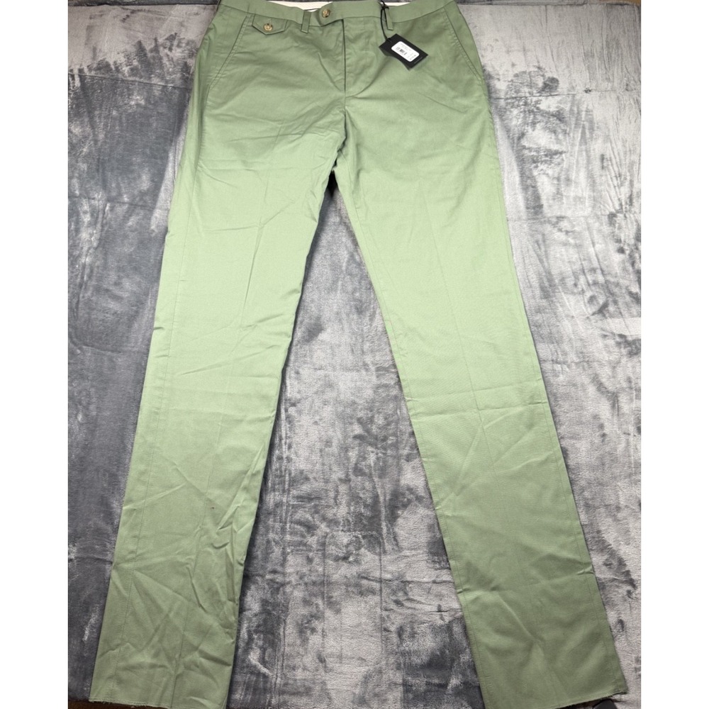 Bonobos Mens Chino Pants 35x37 Slim Fit Sea Green NWT $175 Unfinished Hem